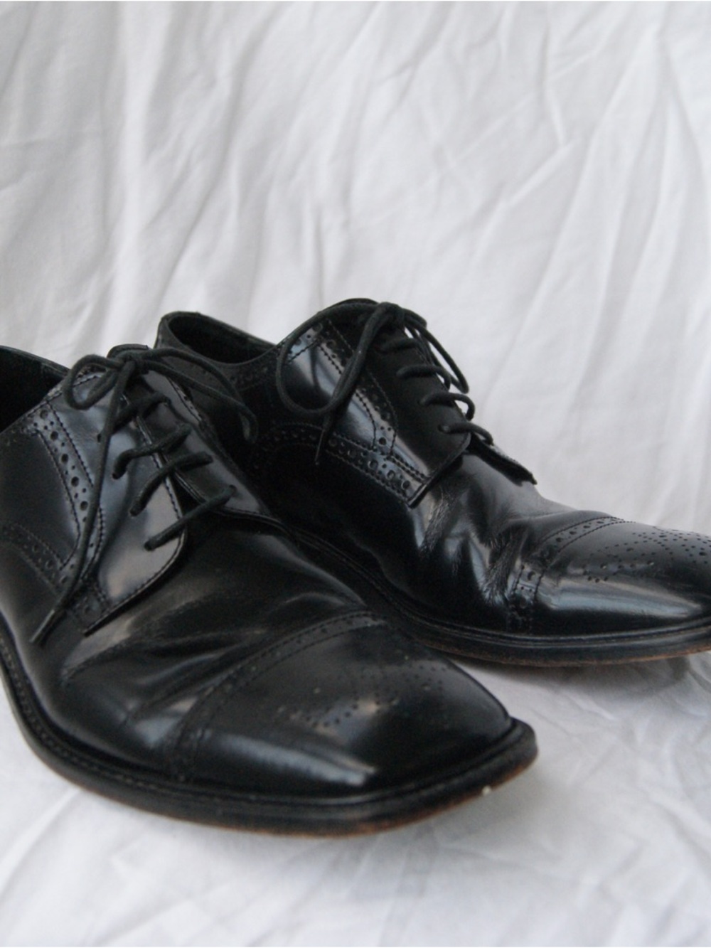 Via Spiga Classic Black Men's Leather Dress Oxfords